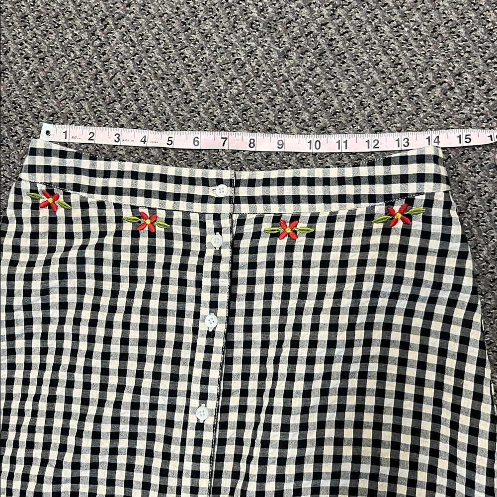 NATURAL LIFE Skirt Gingham Tiered Maxi Skirt Black White Embroidered Size M - Picture 8 of 13